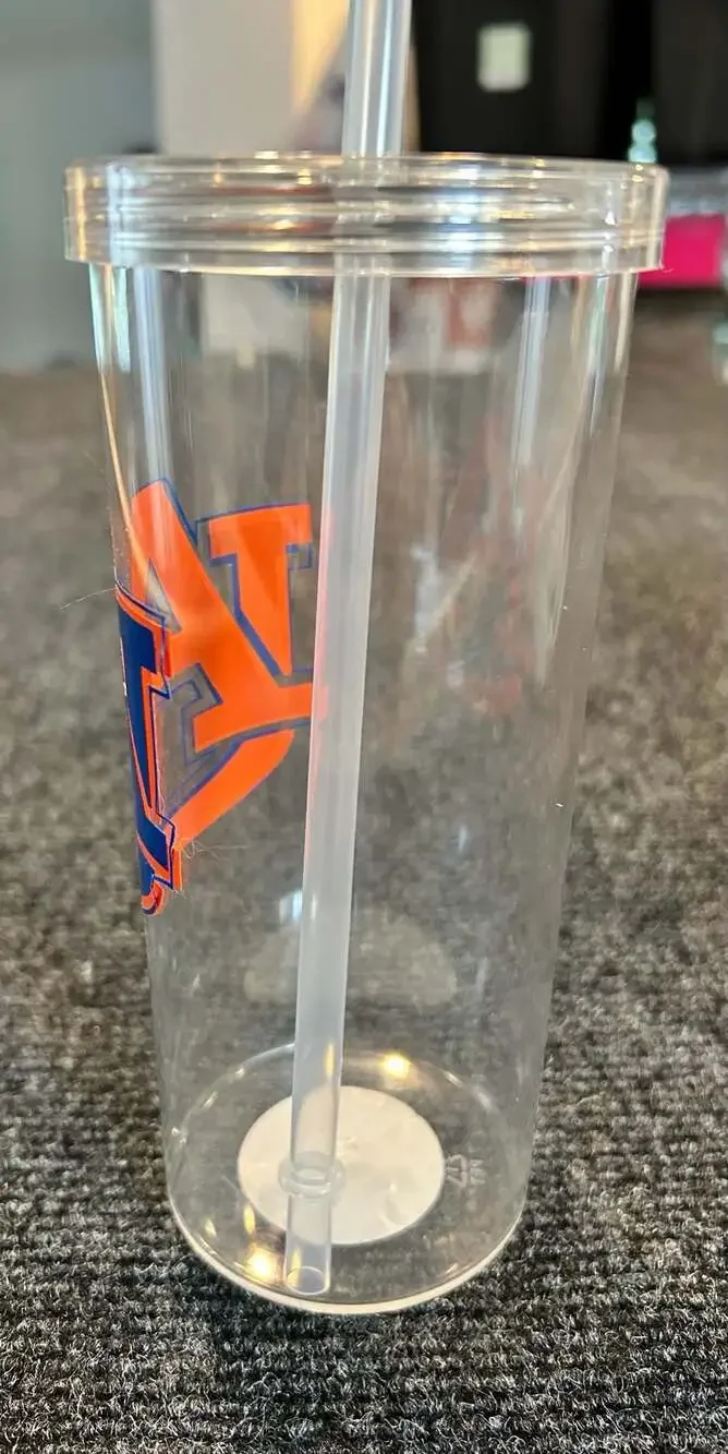 Mainstays 20 oz Clear Tumbler with Straw Auburn University Tigers Logo